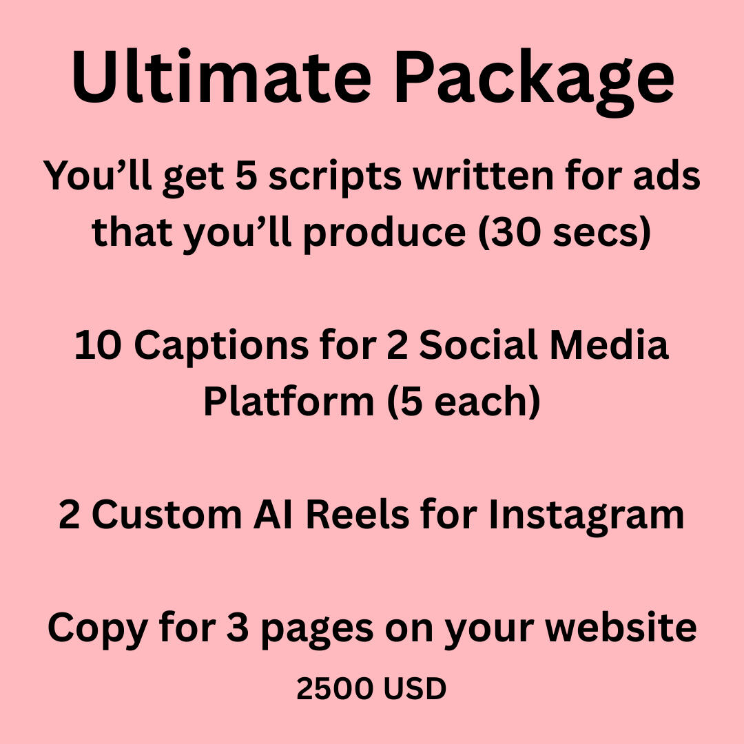 Ultimate Package (2500 USD)